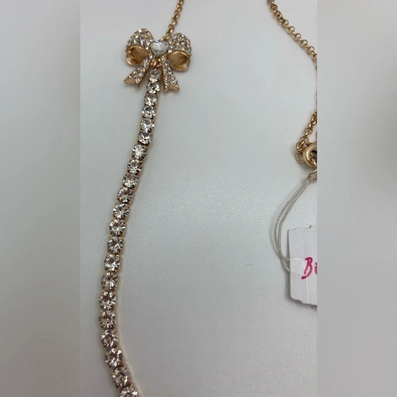 BETSEY JOHNSON SET Enamel & Crystals Pink Strawberry Necklace & Earrings NEW NWT - Picture 5 of 16